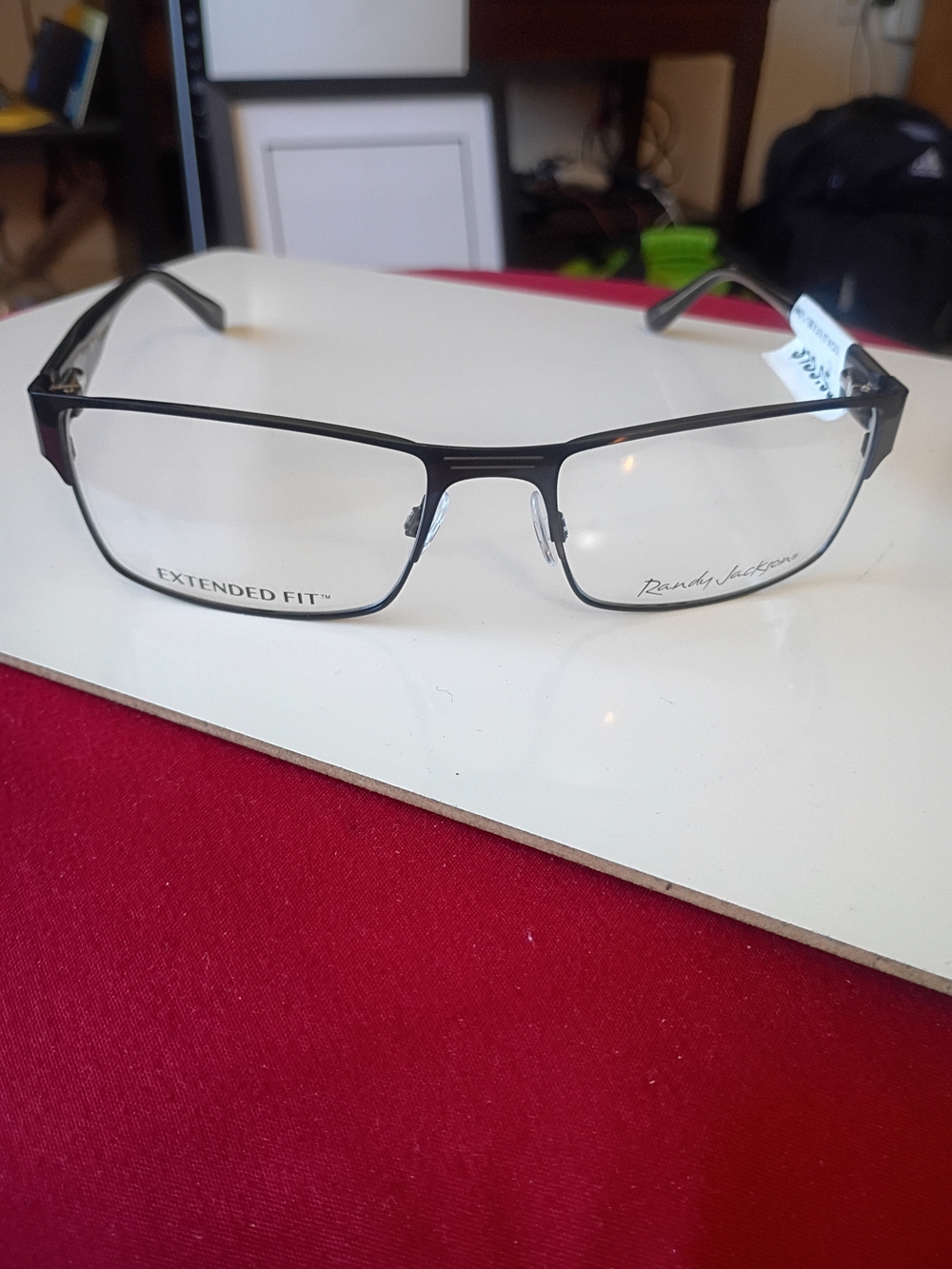Randy Jackson Men's Black Rectangular Metal Frame Glasses - Extended Fit.